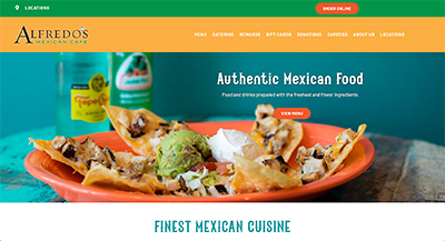 Alfredo's Mexican Cafe Website Homepage Snippet