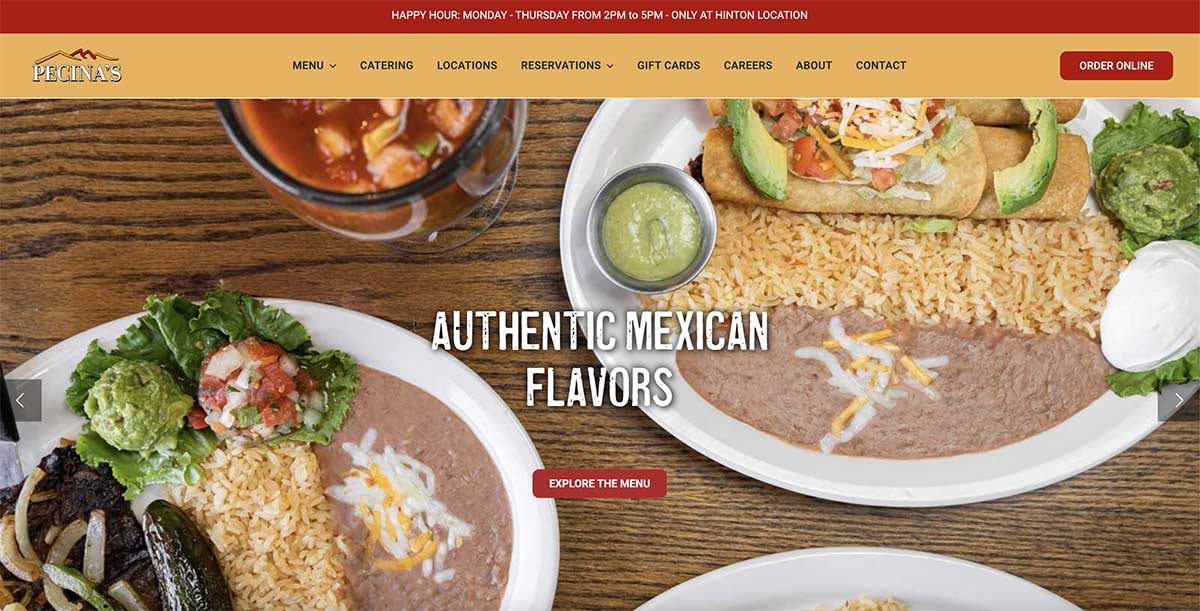 Pecina's Mexican Cafe Website
